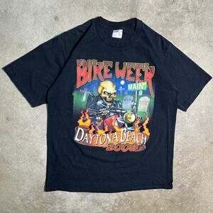 Vintage 90s Daytona Beach Florida Motorcycle Rally Tee Mens Large AOP Bike Shirt